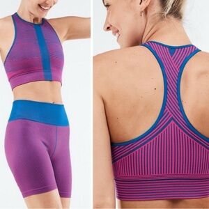 Fabletics Allyson NWT Medium Impact‎ Pink Blue Racerback Sports Bra Size Small